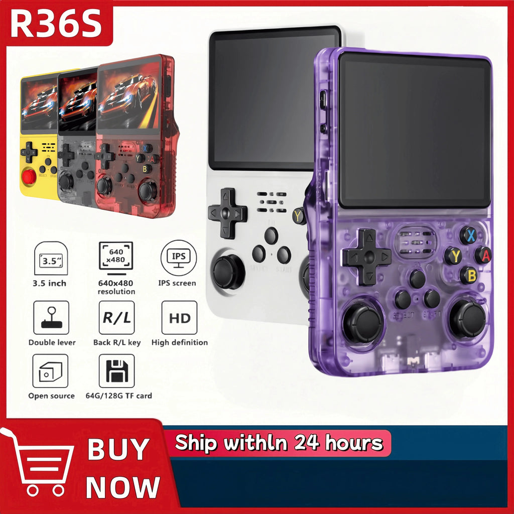 Retro R36S Handheld Game Console — 3.5" IPS Screen, Preloaded Games