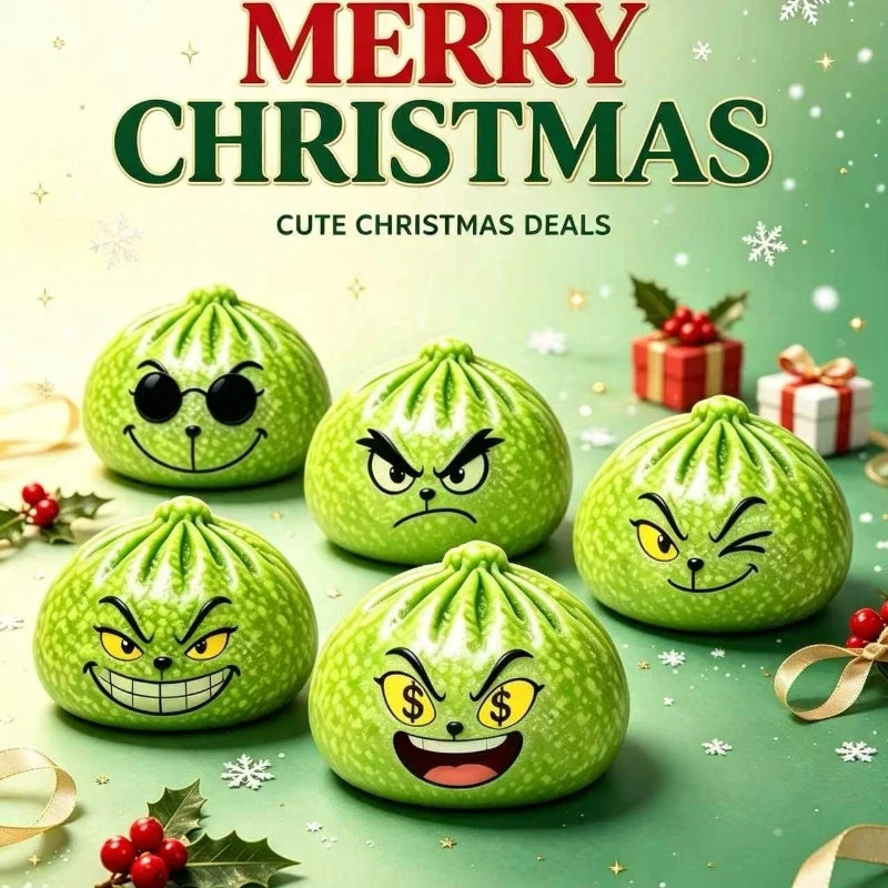 Glitter Green Dumpling Squishy Toy — 8.5cm
