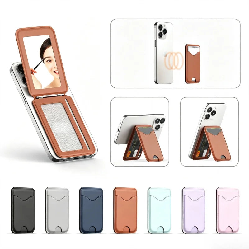 MagSafe Card Holder Wallet with Mirror & Kickstand