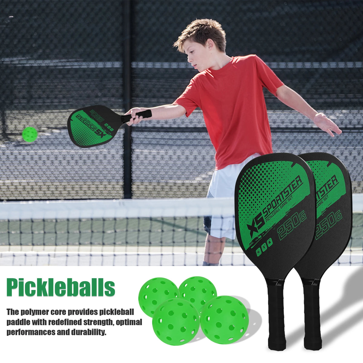 Pickleball Starter Set — 2 Paddles + 4 Balls