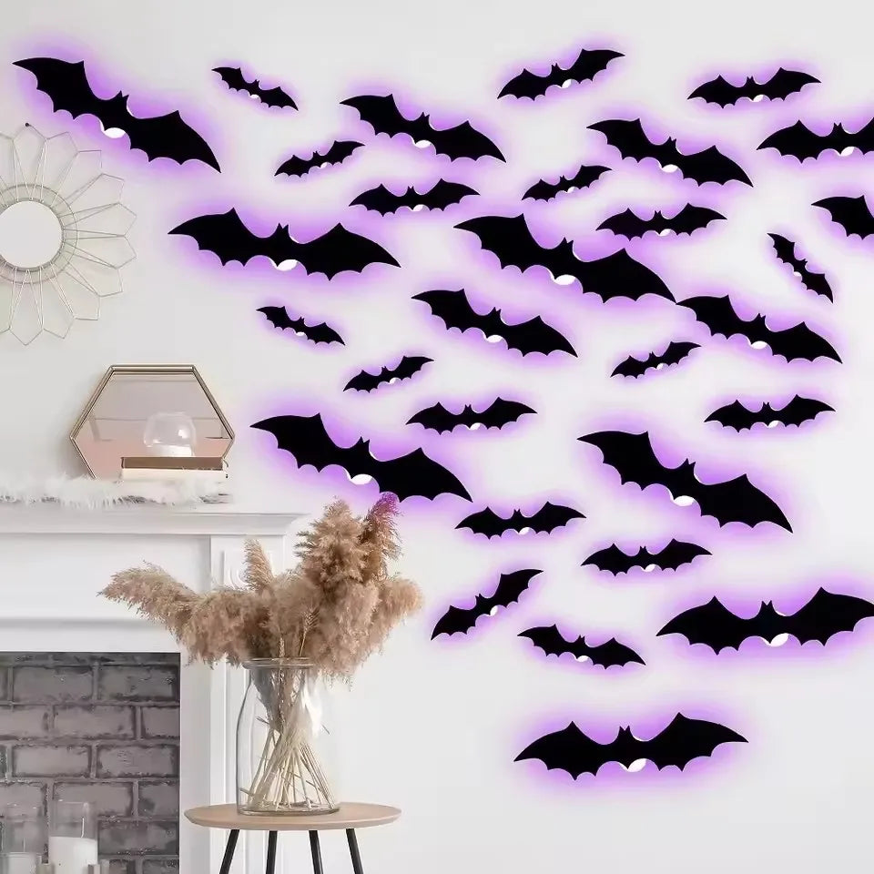 3D Bat Night Light Wall Decals