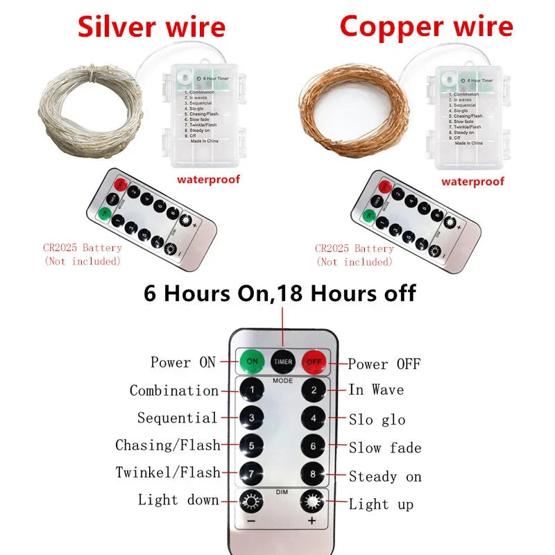 8-Mode Remote LED String Lights