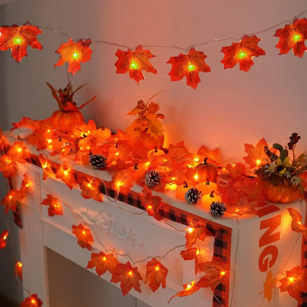 Waterproof Maple Leaf LED String Lights