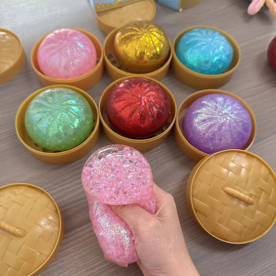 Glitter Dumpling Squishy Toy — Steam Bun Style