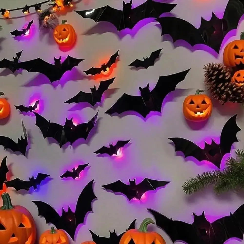 3D Bat Wall Stickers — LED Night Light