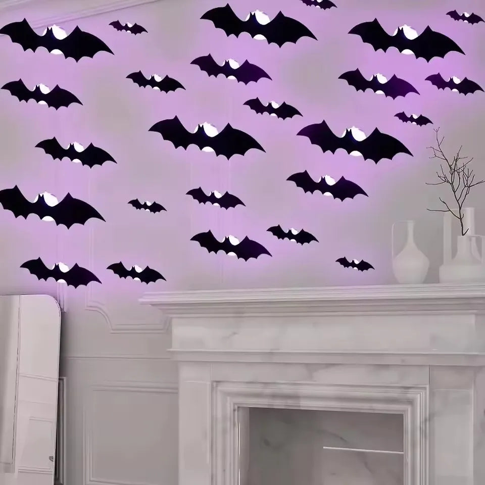3D Bat Night Light Wall Decals