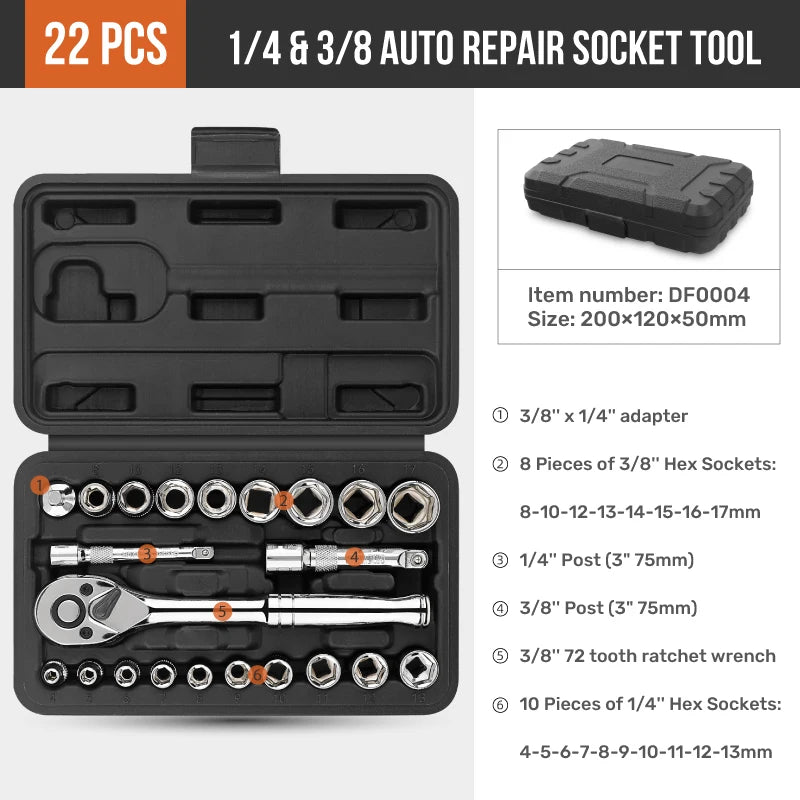 216-Piece Mechanics Tool Set — Socket Wrench Kit