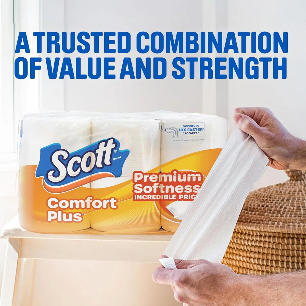 Scott Comfort Plus Toilet Paper — 12 Triple Rolls