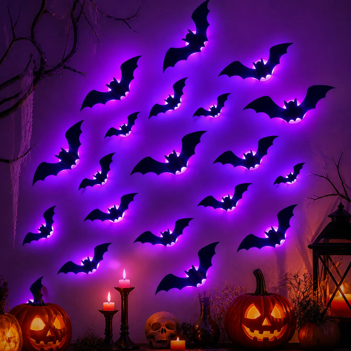 3D Bat Wall Stickers — LED Night Light