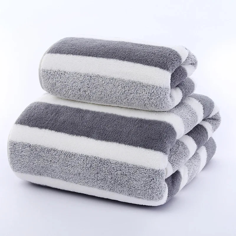 Striped Pattern Towel Set — Soft, Quick-Drying Bath Towels