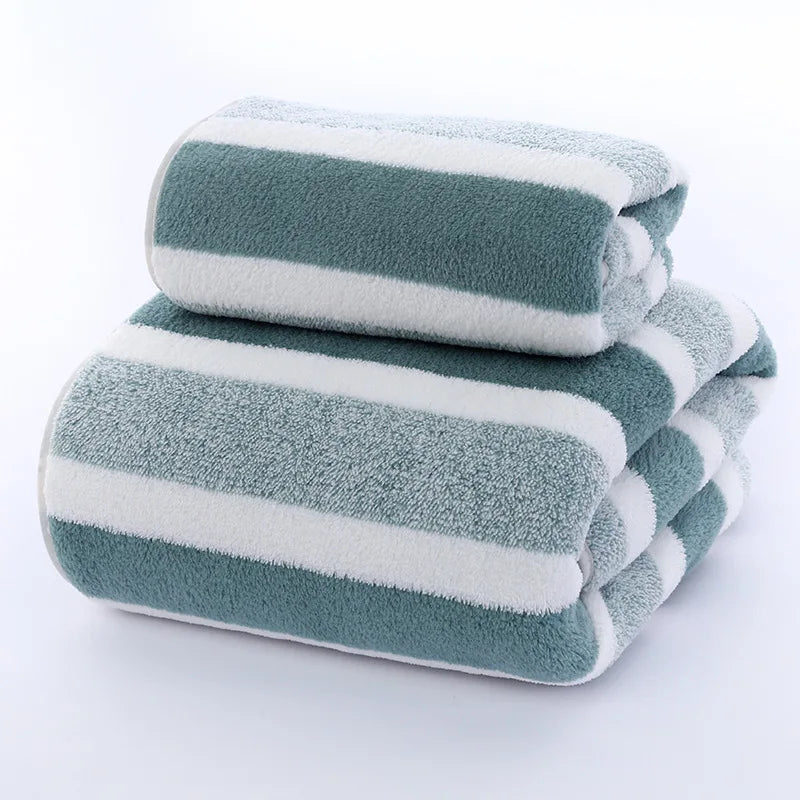 Striped Pattern Towel Set — Soft, Quick-Drying Bath Towels