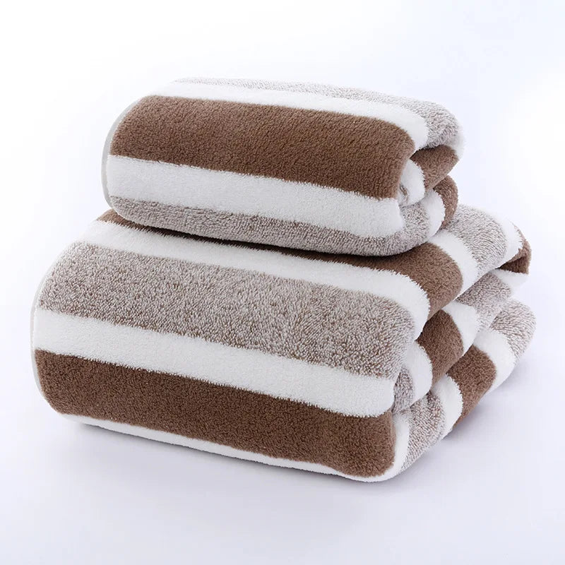 Striped Pattern Towel Set — Soft, Quick-Drying Bath Towels