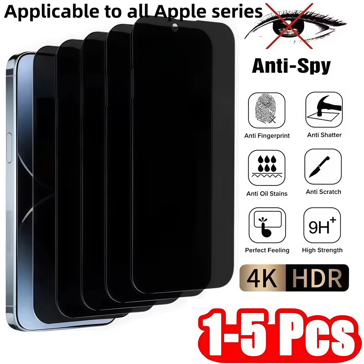 Anti-Spy Privacy Screen Protector for iPhone — 4K HDR