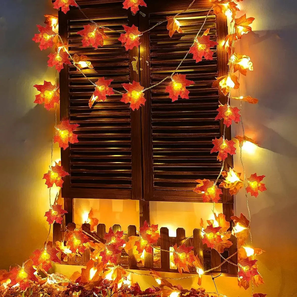 Waterproof Maple Leaf LED String Lights