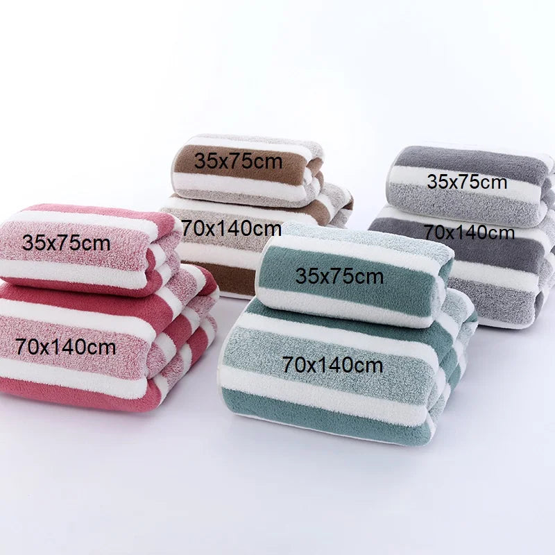 Striped Pattern Towel Set — Soft, Quick-Drying Bath Towels