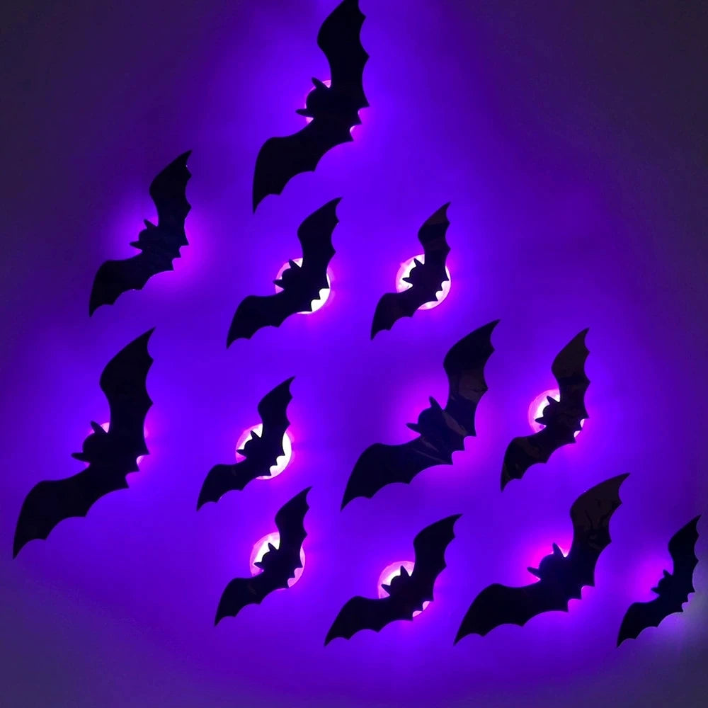 3D Bat Night Light Wall Decals