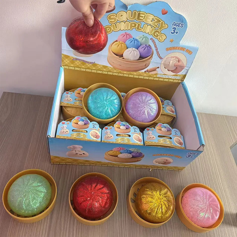 Glitter Dumpling Squishy Toy — Steam Bun Style