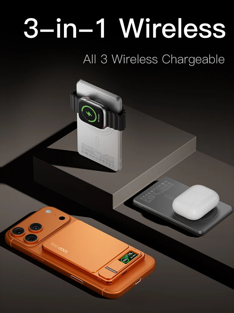3-in-1 Magnetic Power Bank with TFT Screen