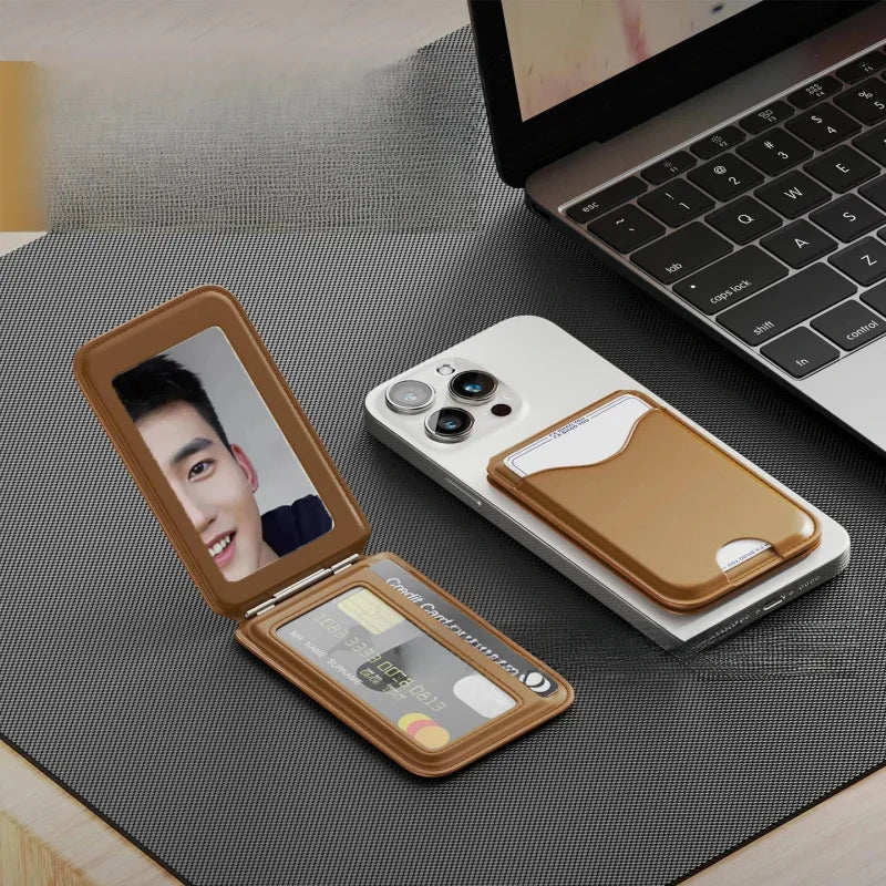 MagSafe Card Holder Wallet with Mirror & Kickstand