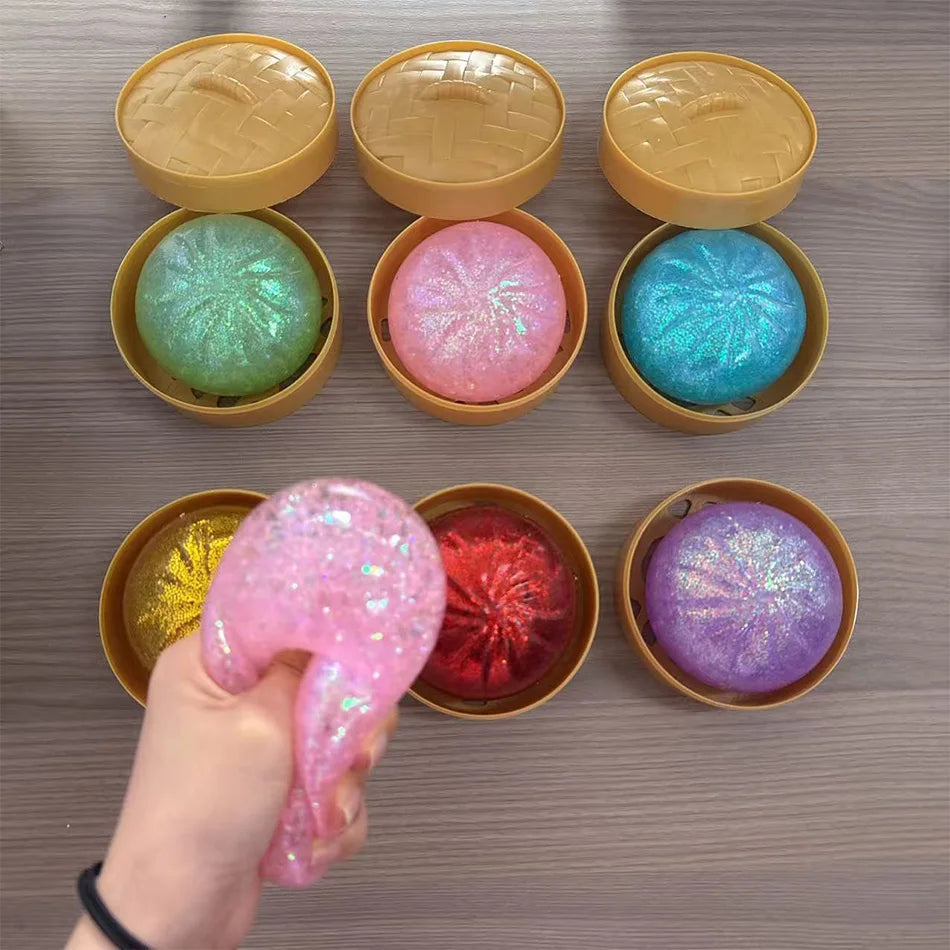 Glitter Dumpling Squishy Toy — Steam Bun Style