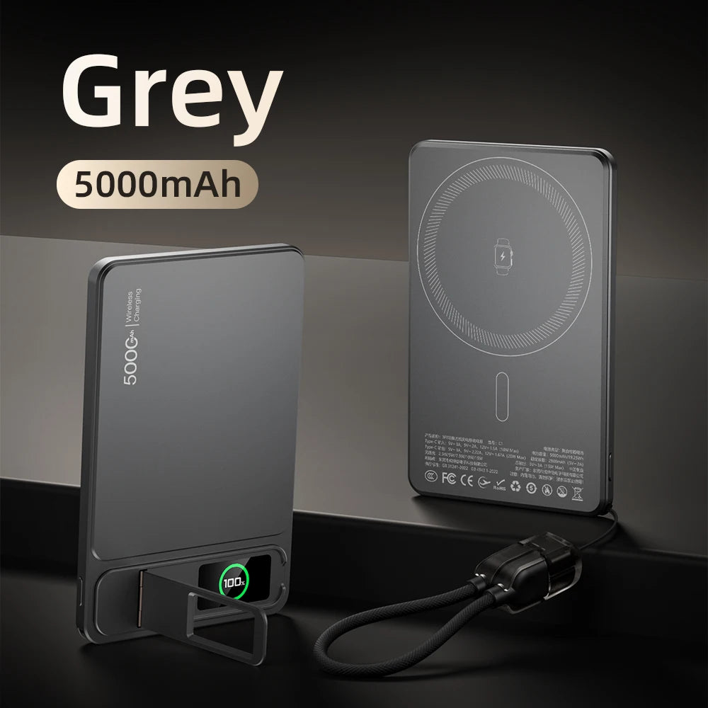 3-in-1 Magnetic Power Bank with TFT Screen