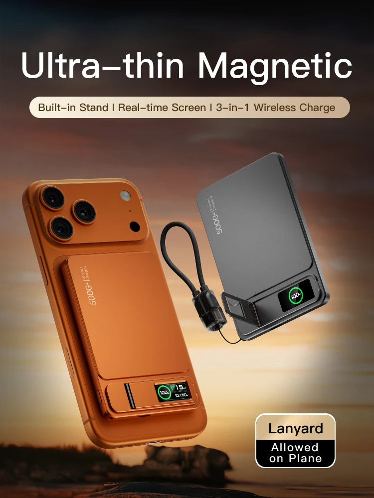 3-in-1 Magnetic Power Bank with TFT Screen