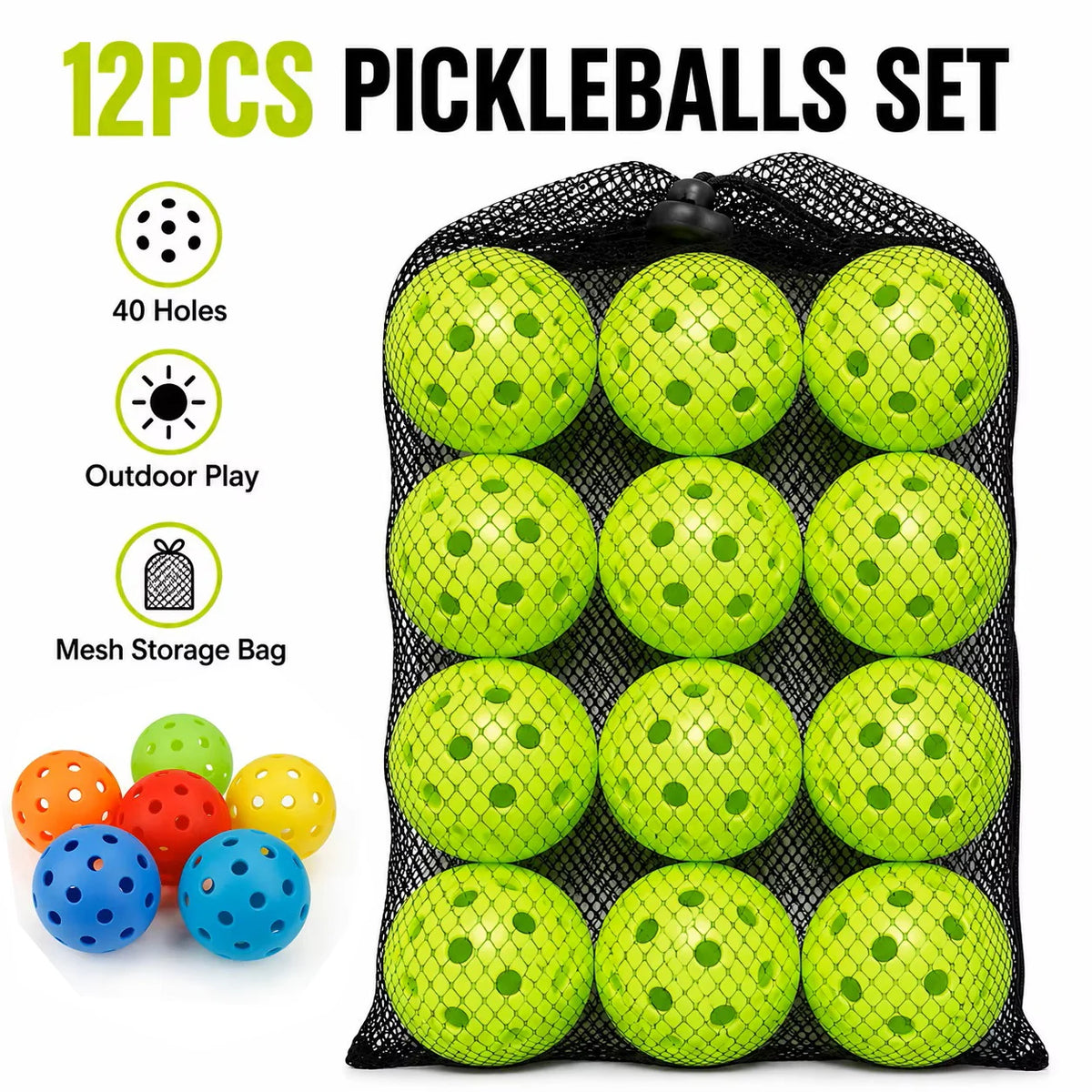 Pickleball Set — 12 Pieces, 74mm