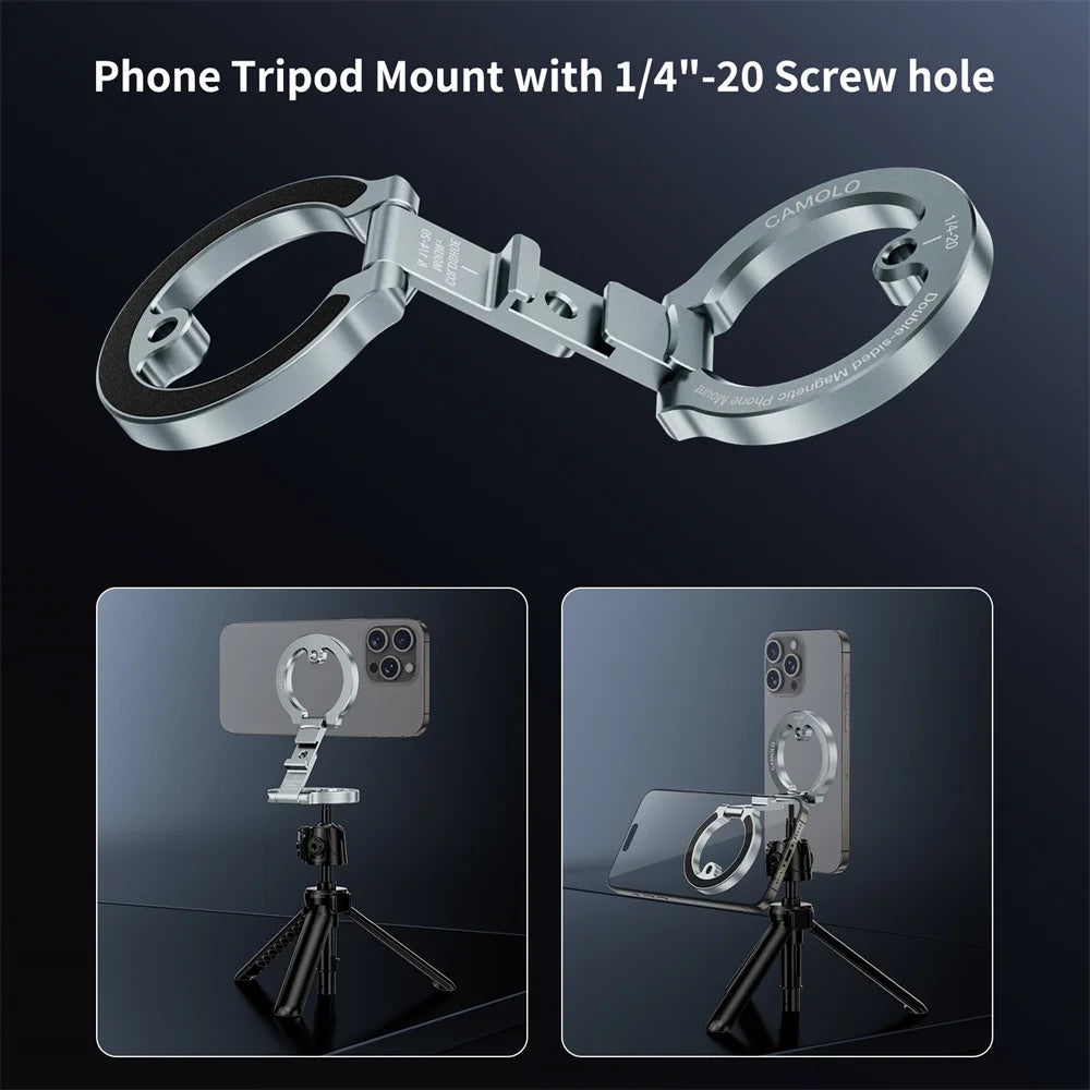 Dual-Sided Magnetic Phone Holder with Cold Shoe Mount