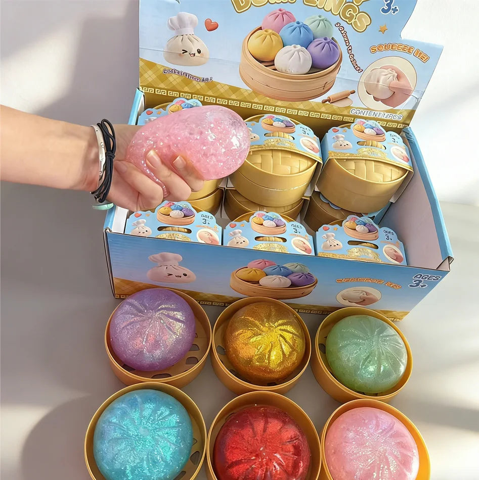 Glitter Dumpling Squishy Toy — Steam Bun Style