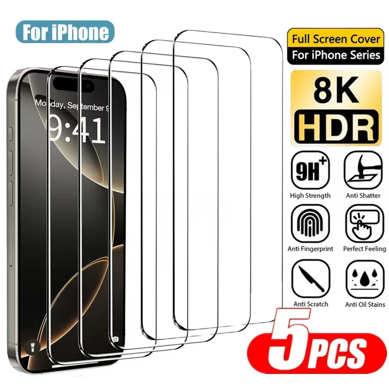 Full Screen Tempered Glass Protector for iPhone — 8K HDR